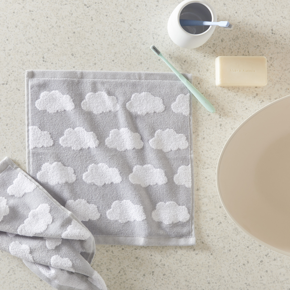 Dreamy Cloud Grey Face Washers Pack of 2