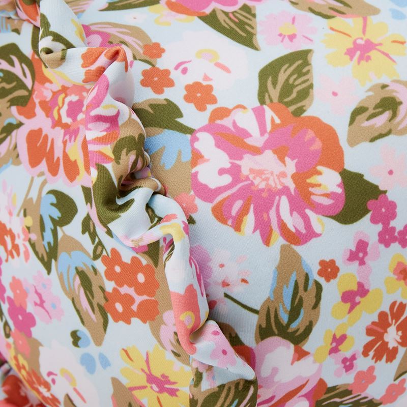 Byron Floral Blue Cylinder Beach Pillow