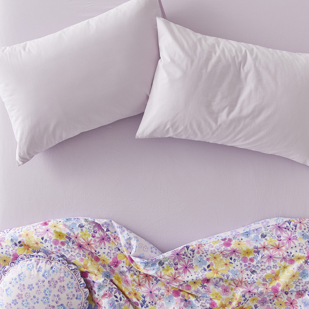 Stonewashed Cotton Lavender Fitted Sheet Set