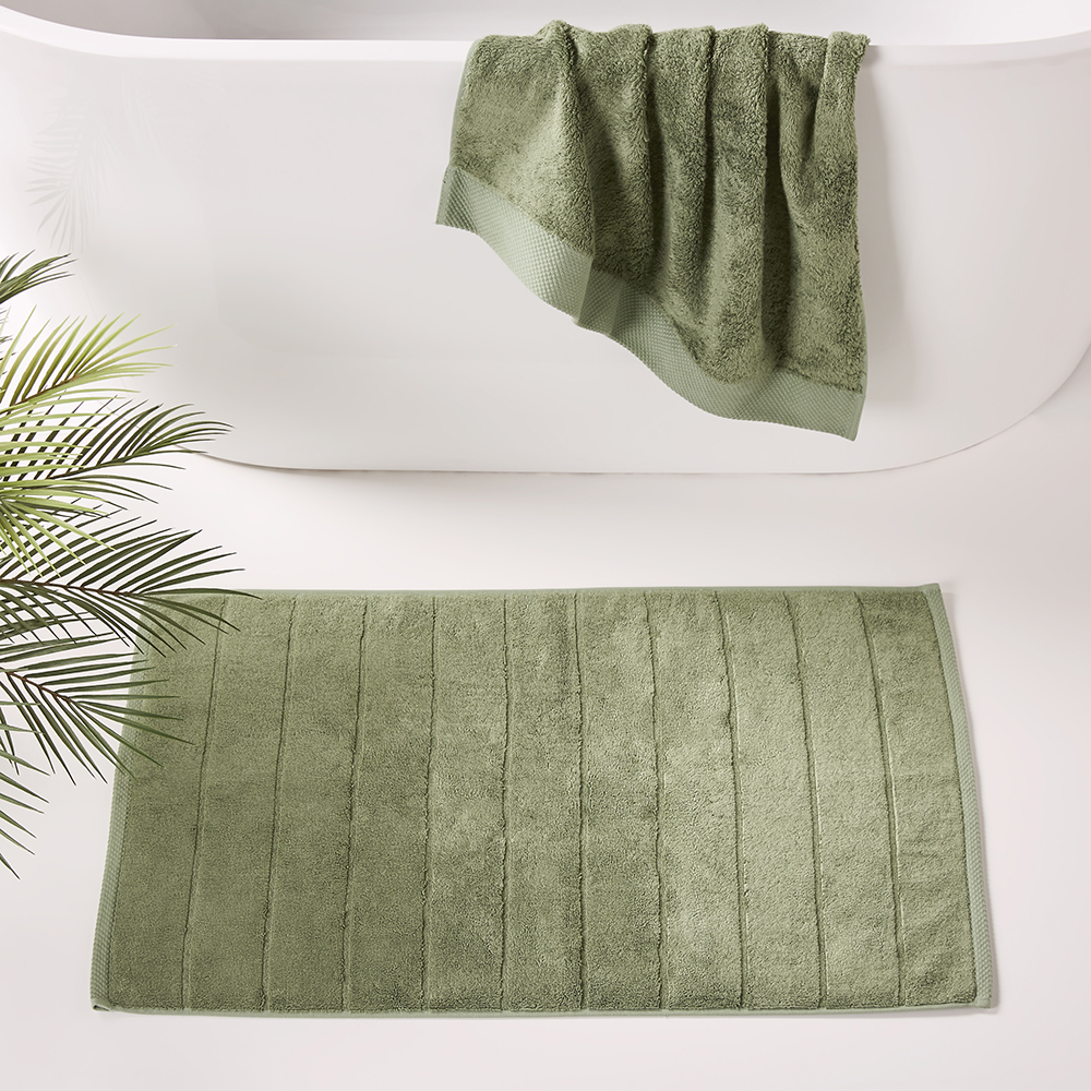 Navara Solid Pine Bamboo Cotton Bath Mat