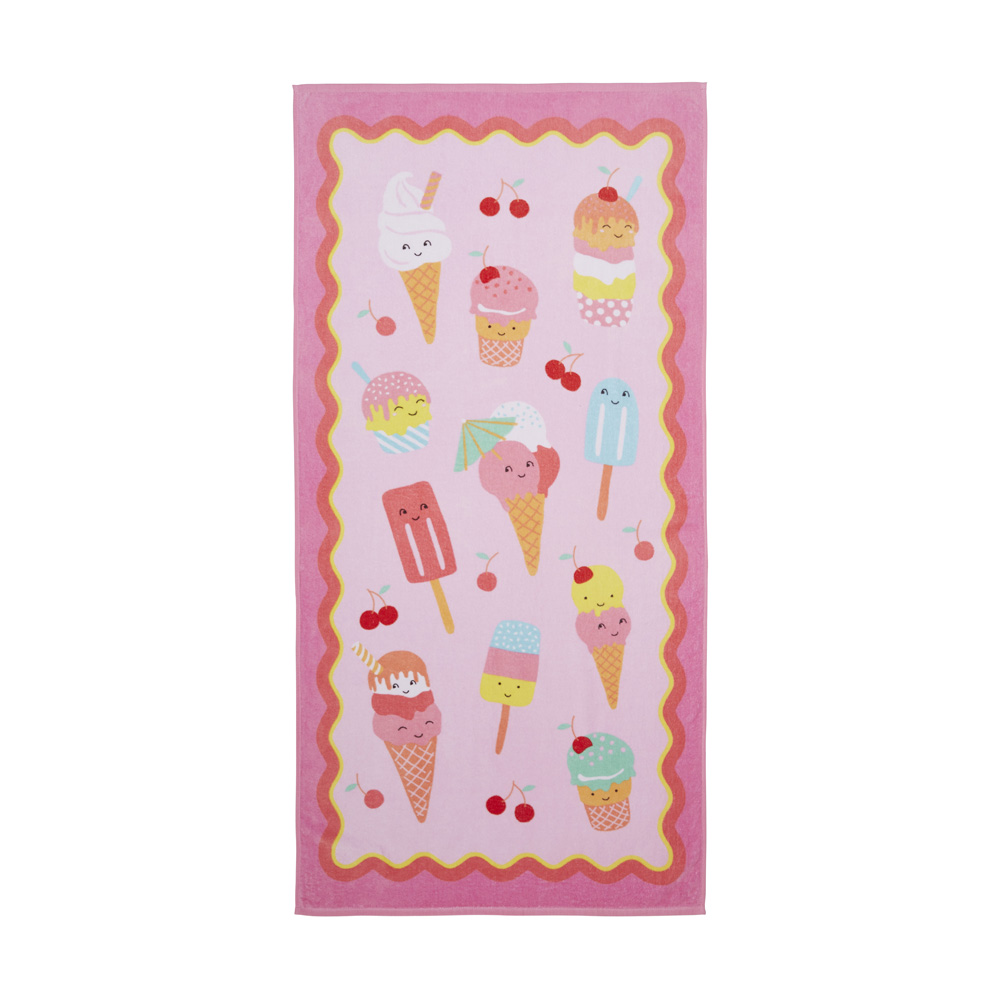 Kids Beach Ice Cream Party Printed Towel