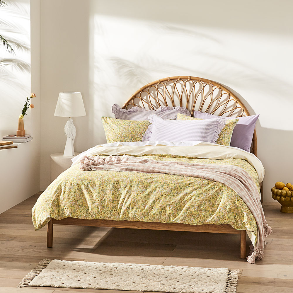 Leila Lemon Drop Floral Quilt Cover Set + Separates