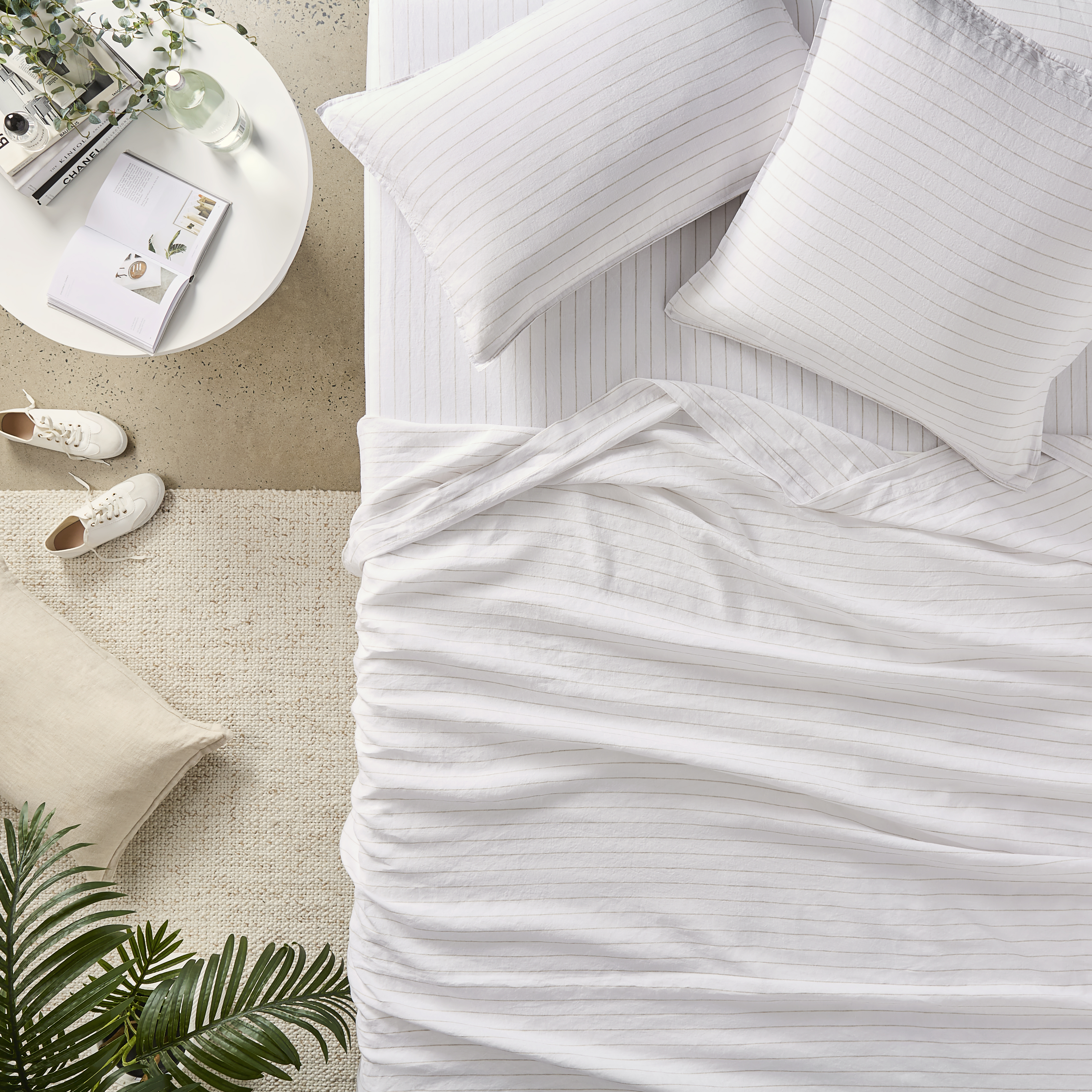 Vintage Washed Linen Linen Stripe Sheet Separates