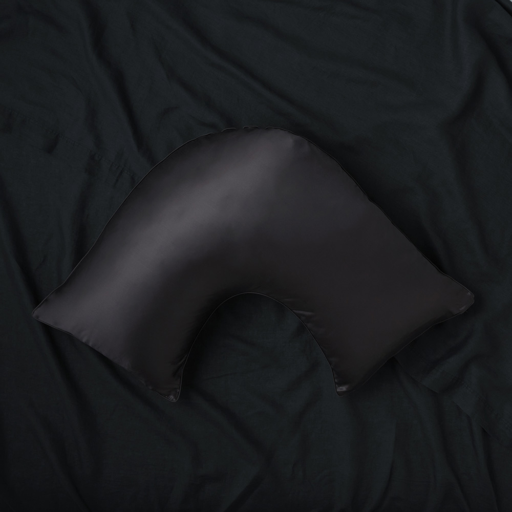 Pure Silk Black U Shape Pillowcase