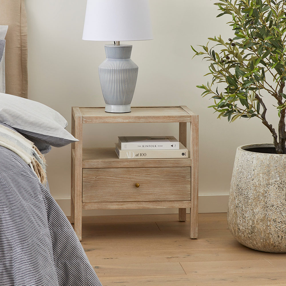 Walker White Wash Bedside Table