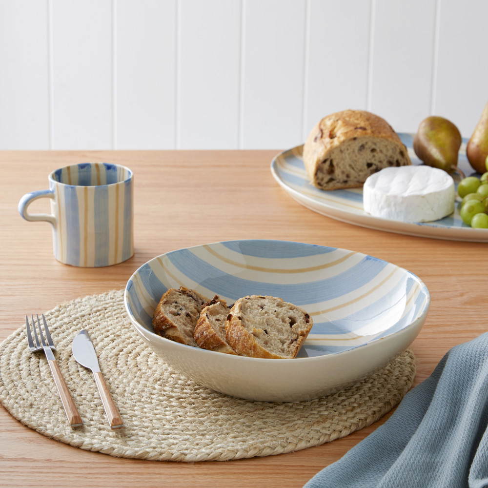 Soho Blue Stripe Servingware