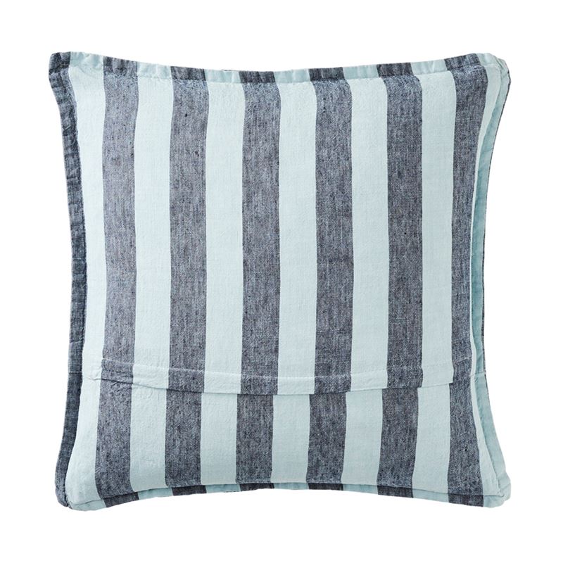 Belgian Light Denim & Navy Stripe Vintage Washed Linen Cushion
