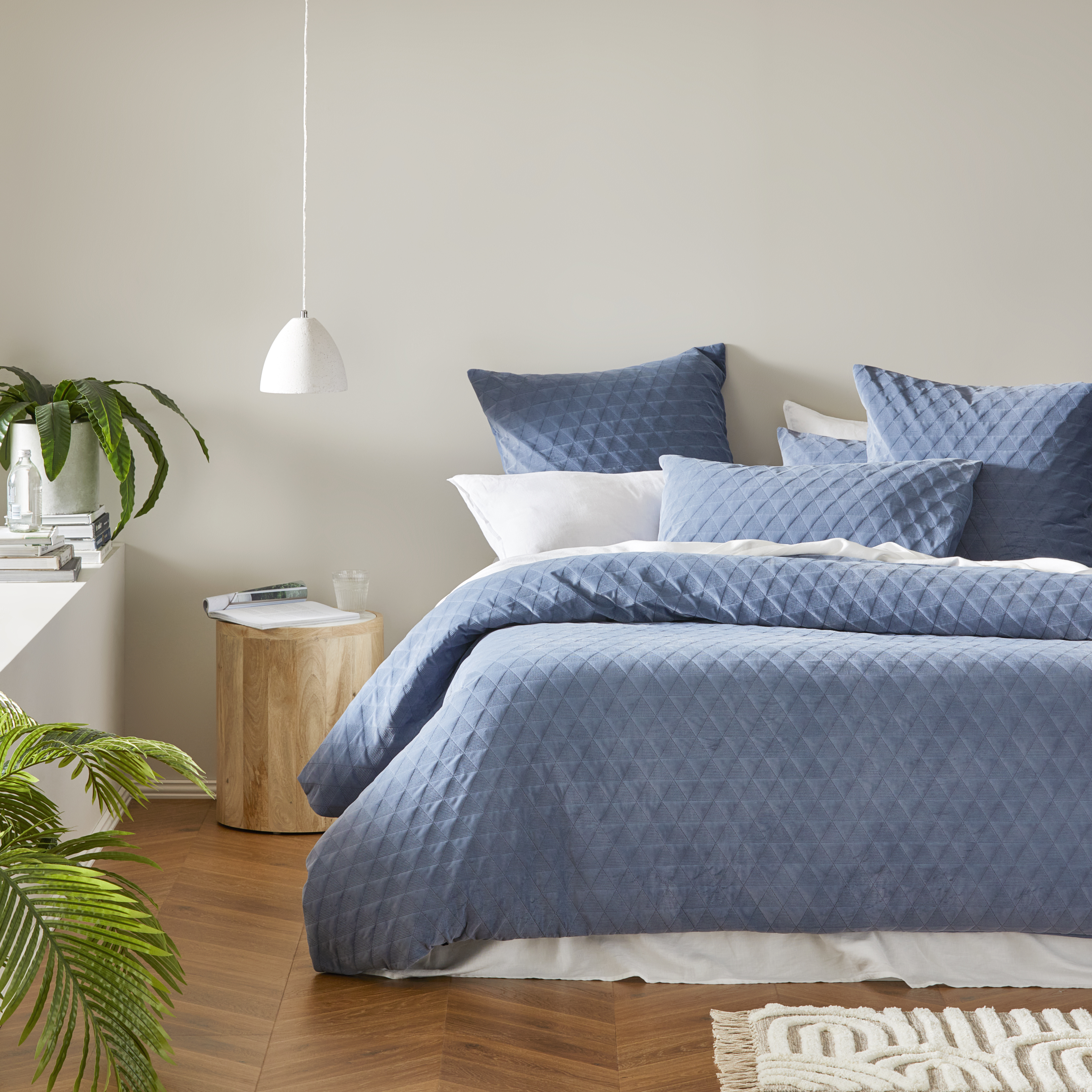 Cairo Slate Velvet Quilted Quilt Cover Separates