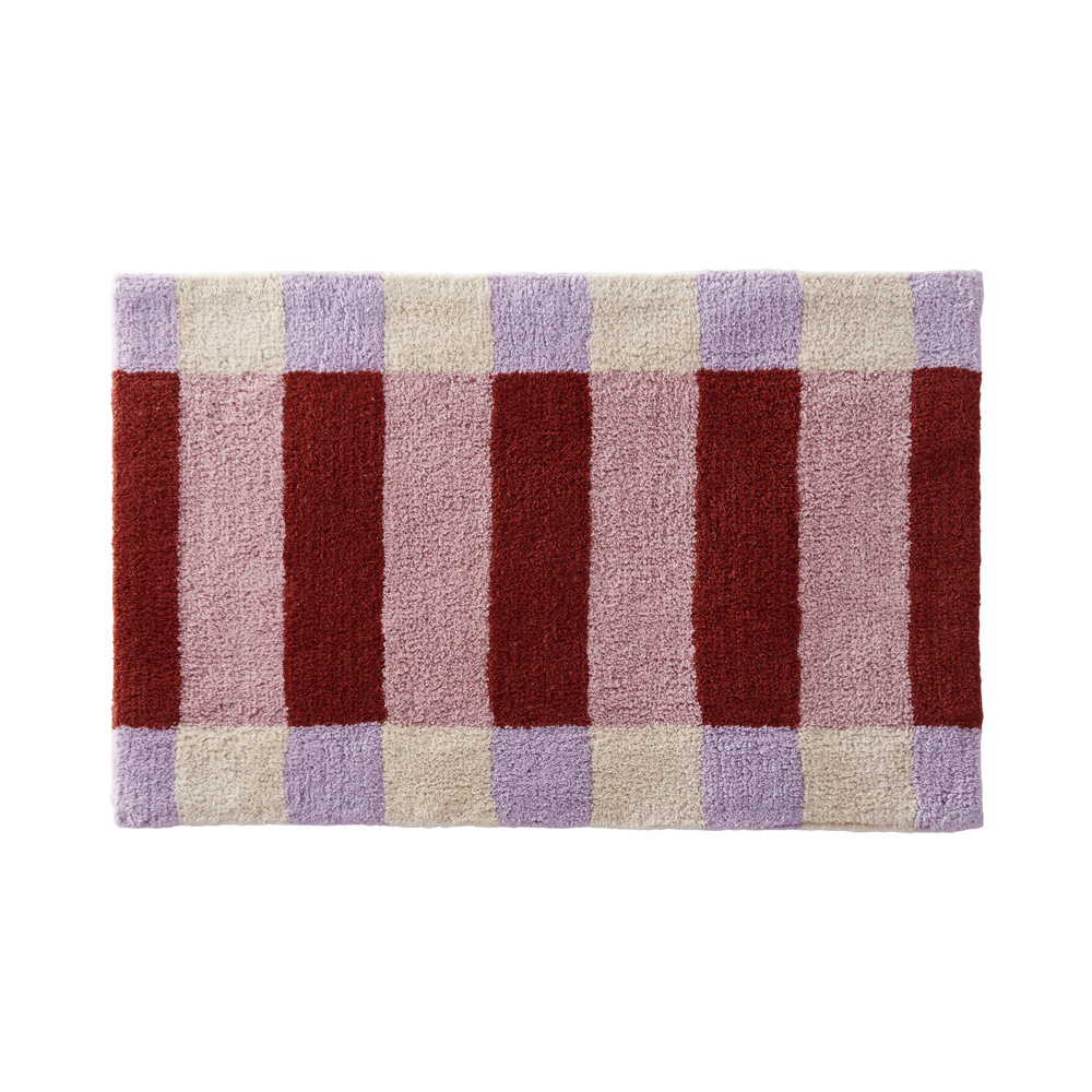 Check Border Strawberry and Candy Pink Bath Mat