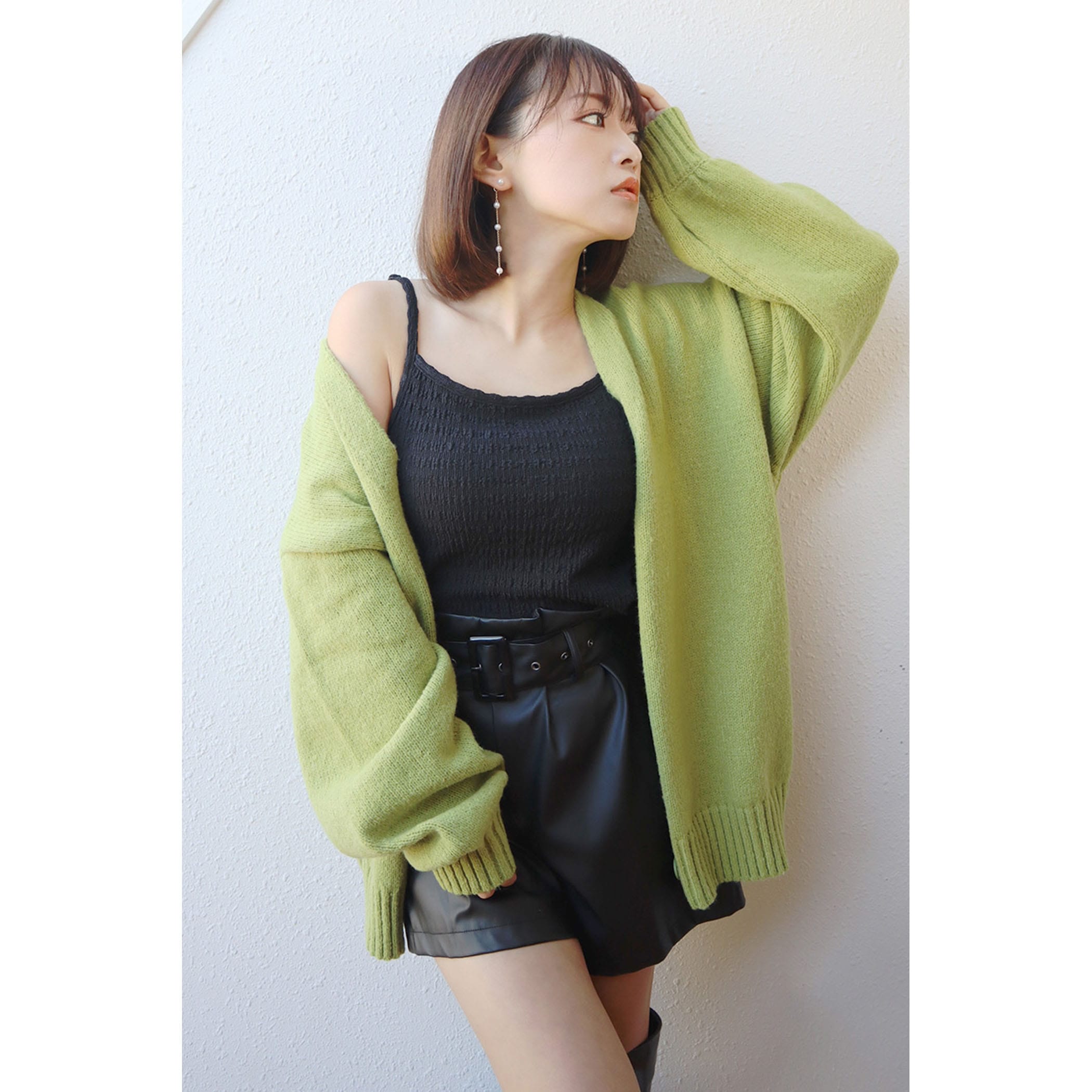 モヘアタッチVネックカーディガン