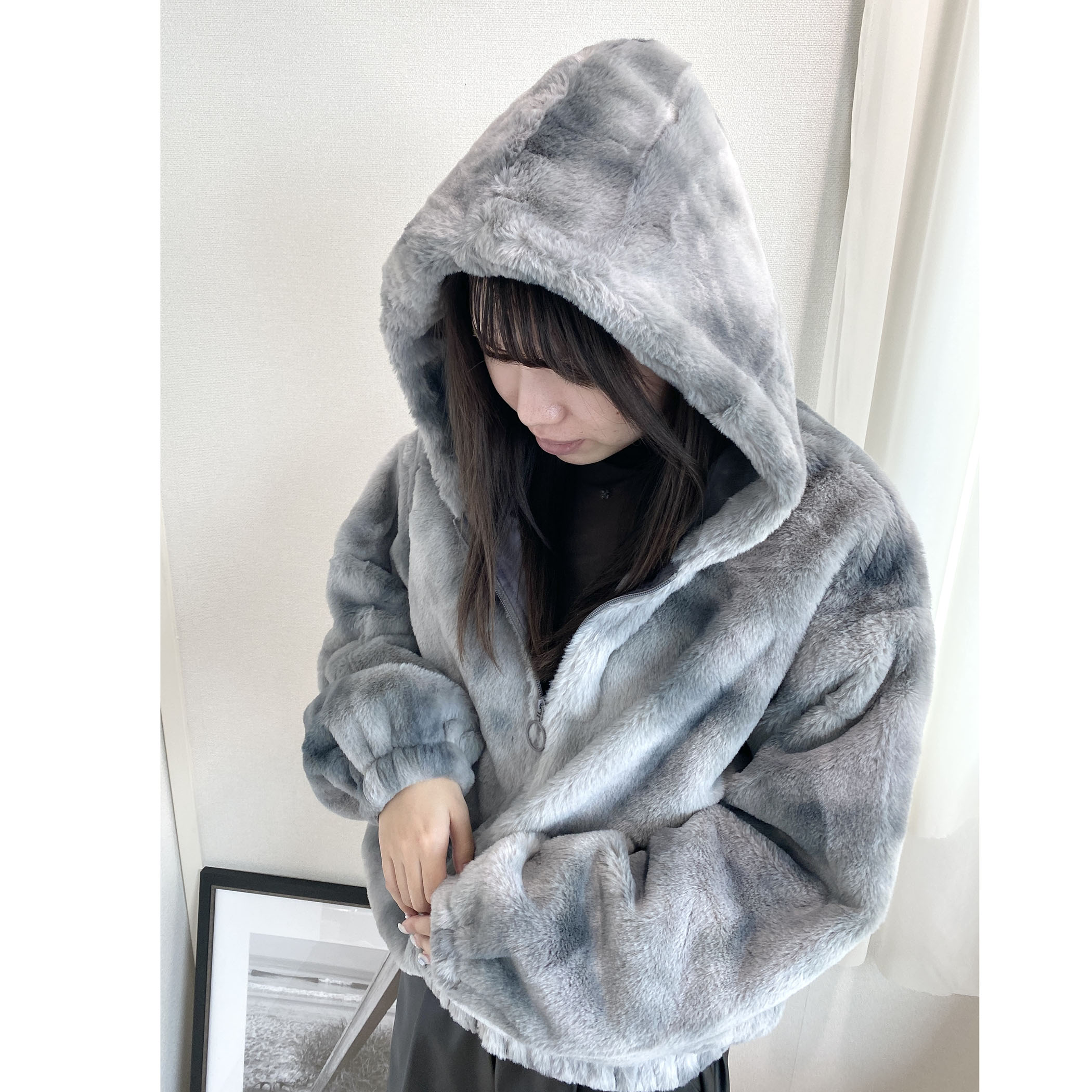 タイダイ柄ファーブルゾン
