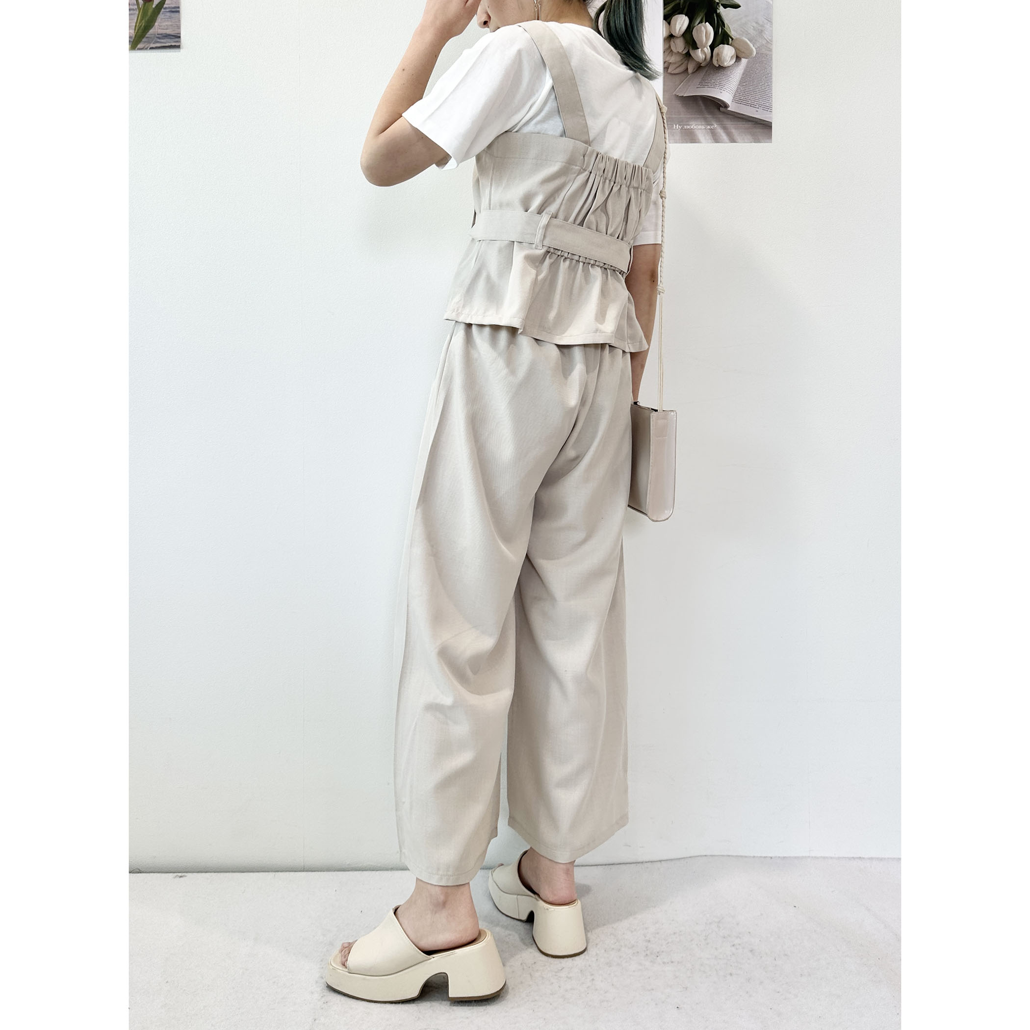 ウエストリボンビスチェ×ワイドパンツ インナー3点SET