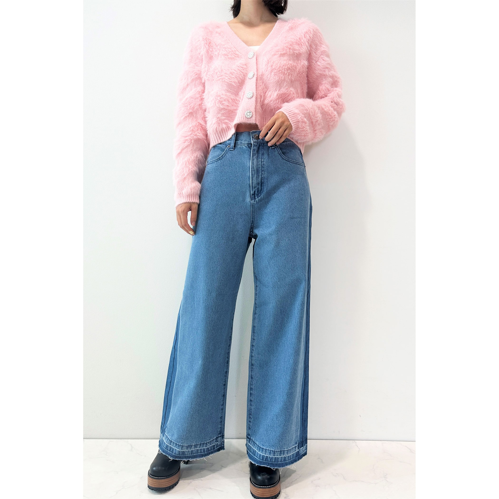 サイドラインデニムパンツ