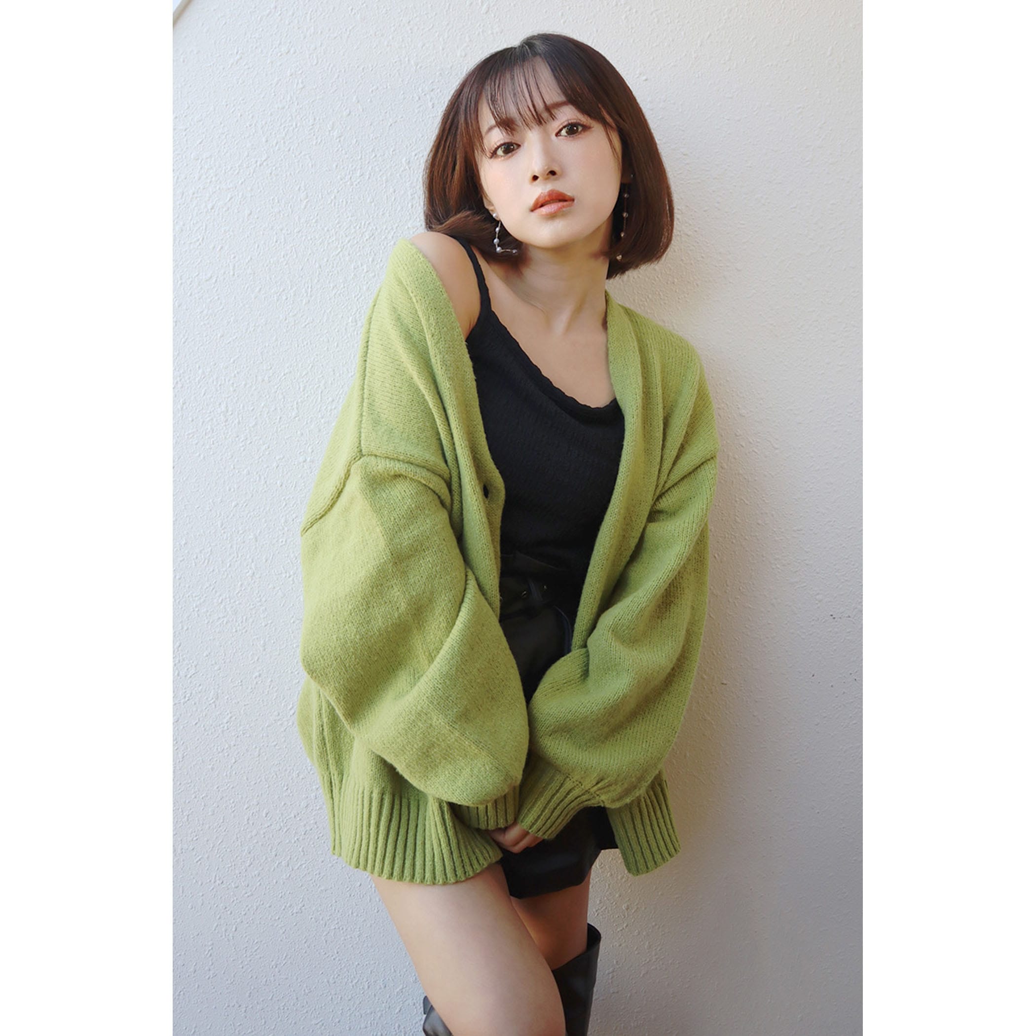 モヘアタッチVネックカーディガン