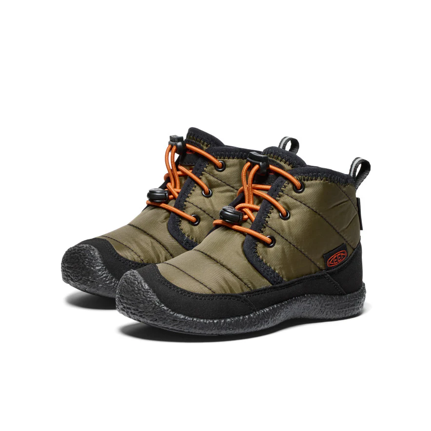 リトルキッズ ハウザー ツー チャッカ ウォータープルーフ 防水ウィンターブーツ  |  Dark Olive/Gold Flame