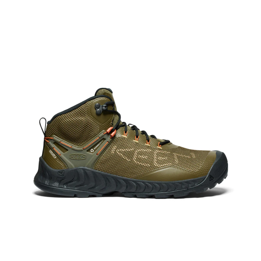メンズ ネクシス エヴォ ミッド ウォータープルーフ 防水ハイキングシューズ | Dark Olive/Gold Flame
