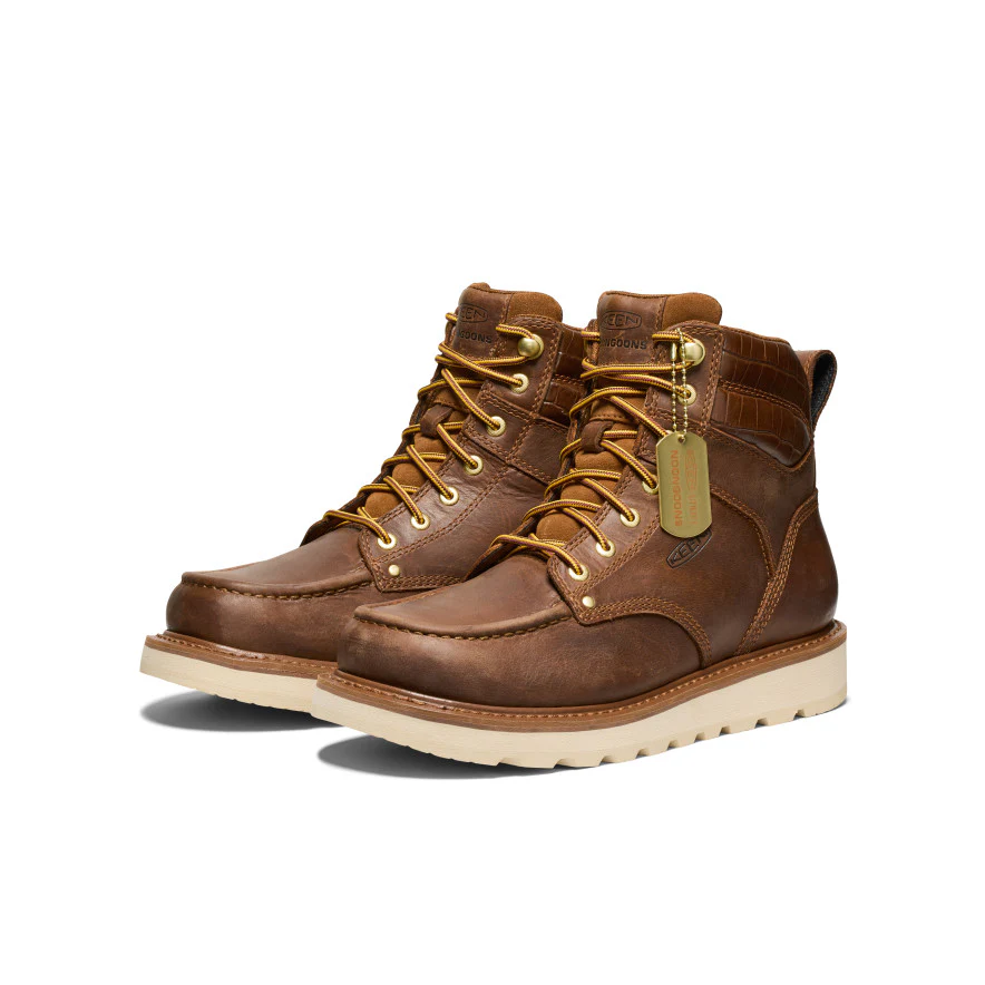 メンズ シンシナティ ナインティ ディグリー シックス ウォータープルーフ ワークブーツ KEEN x NOON GOONS  |  Leather Brown/Off White
