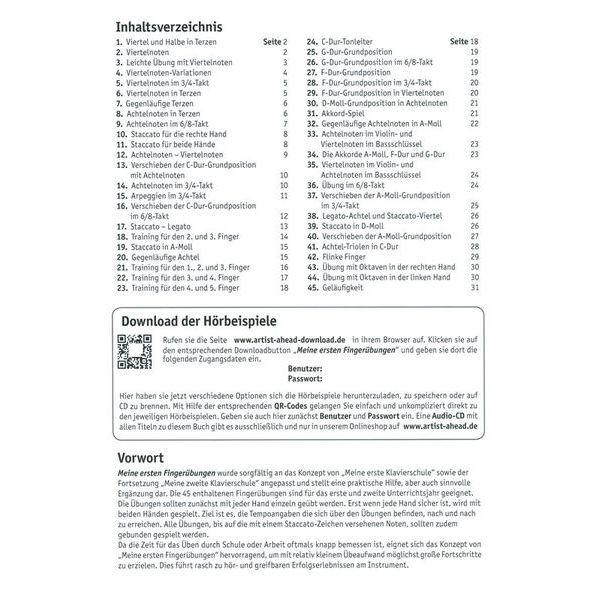 Artist Ahead Musikverlag Meine ersten Fingerübungen