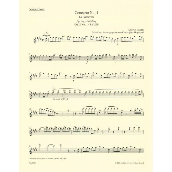 Brenreiter Vivaldi Concert E-Dur Frühling