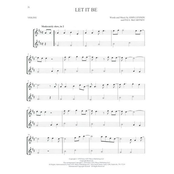Hal Leonard The Beatles For Two Violins