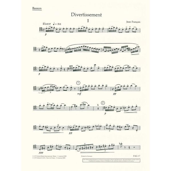 Schott Francaix Divertissement