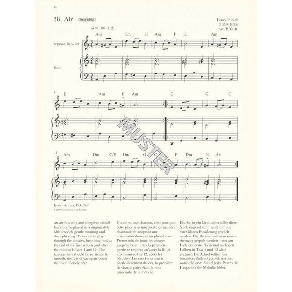 Schott Baroque Recorder Anthology 1