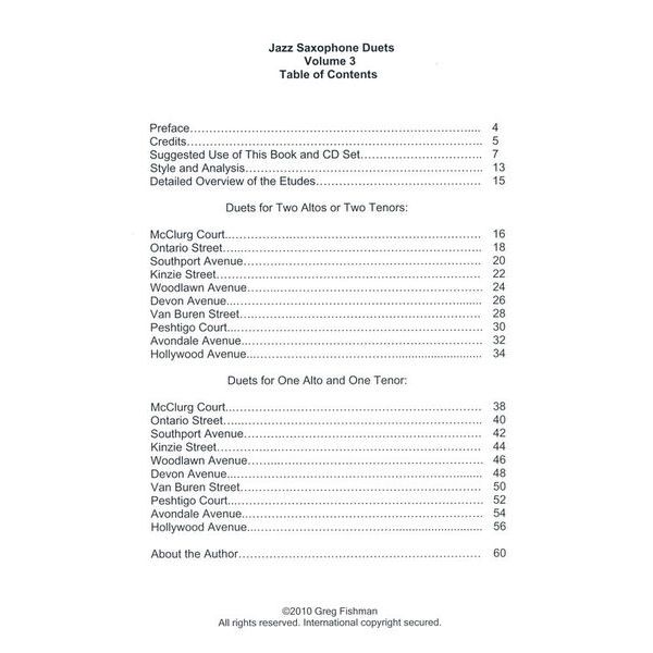 Greg Fishman Jazz Saxophone Duets 3