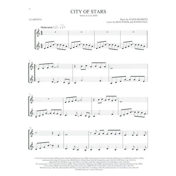 Hal Leonard Movie Songs For Two Clarinets