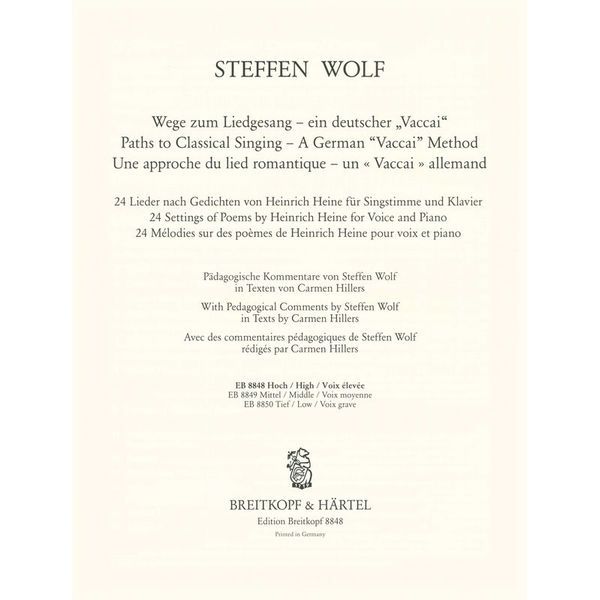 Breitkopf & Hrtel Wege zum Liedgesang Hoch