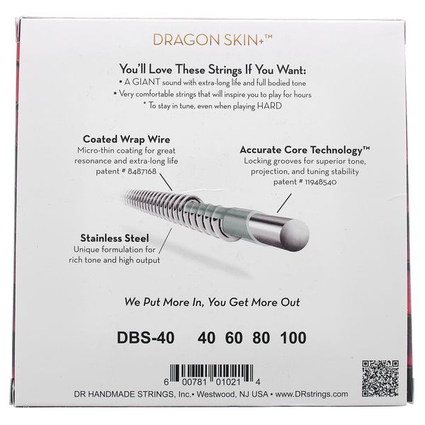 DR Strings Dragon Skin+ DBS-40 Coated