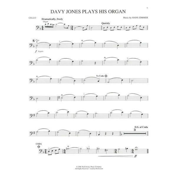 Hal Leonard Pirates Of The Caribbean Cello