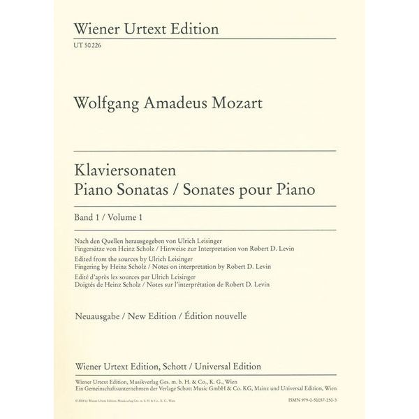 Wiener Urtext Edition Mozart Klaviersonaten 1