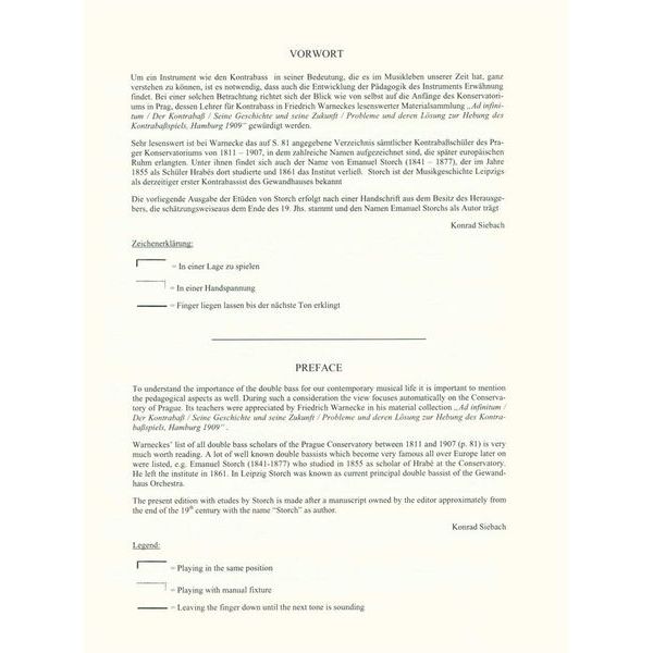 Friedrich Hofmeister Verlag Storch Etüden Kontrabass