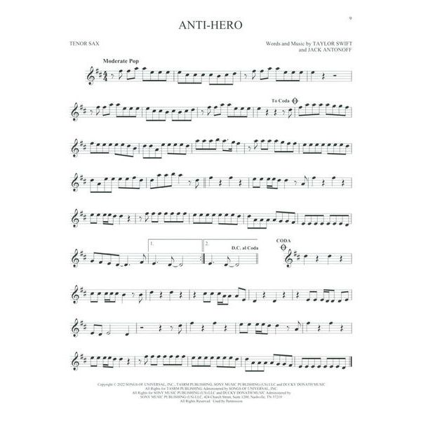 Hal Leonard 101 Simple Songs Tenor Sax