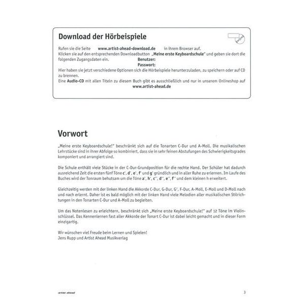 Artist Ahead Musikverlag Meine erste Keyboardschule