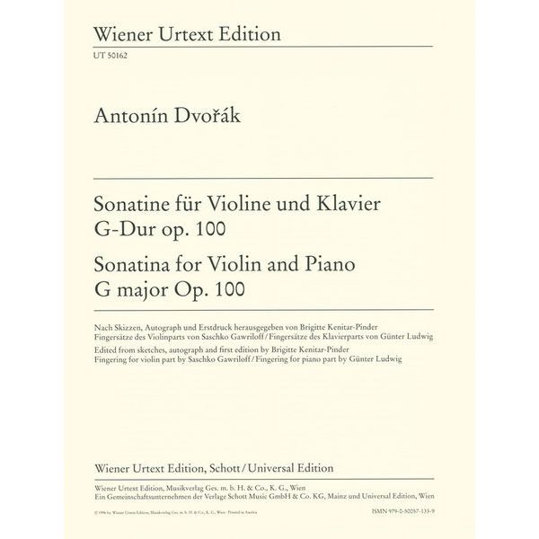 Wiener Urtext Edition Dvorak Sonatine for Violin