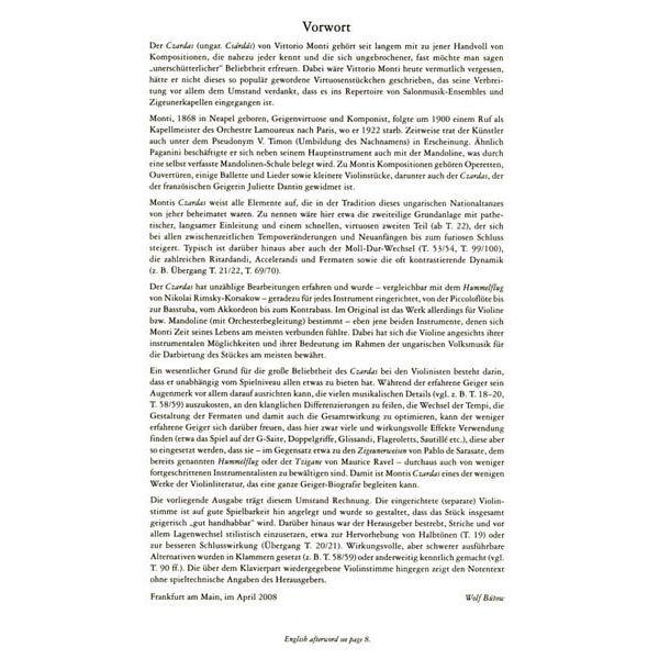 Edition Peters Monti Czardas Violin und Klav