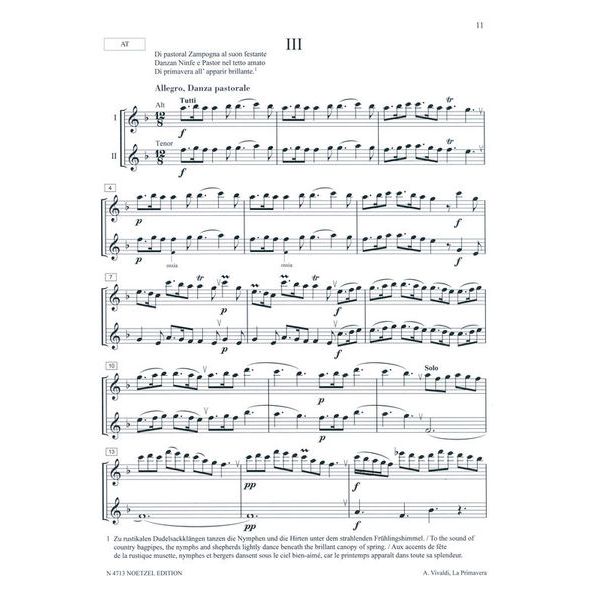 Heinrichshofen Verlag Vivaldi Frühling 2 Blockflöten