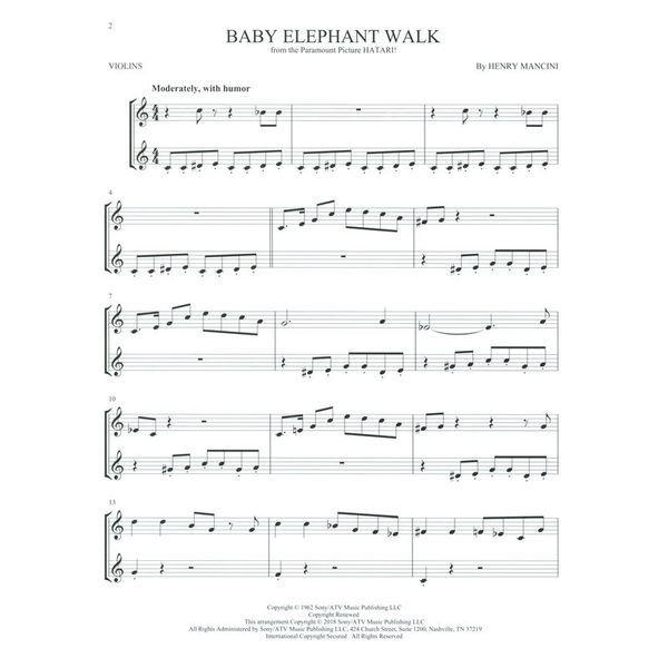 Hal Leonard Movie Songs For Two Violins