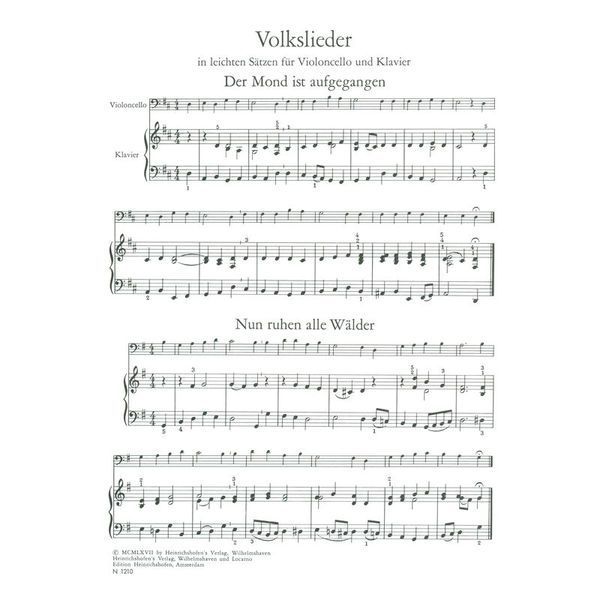 Heinrichshofen Verlag Volkslieder Cello