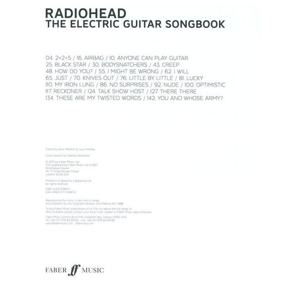 Faber Music Radiohead Guitar Songbook
