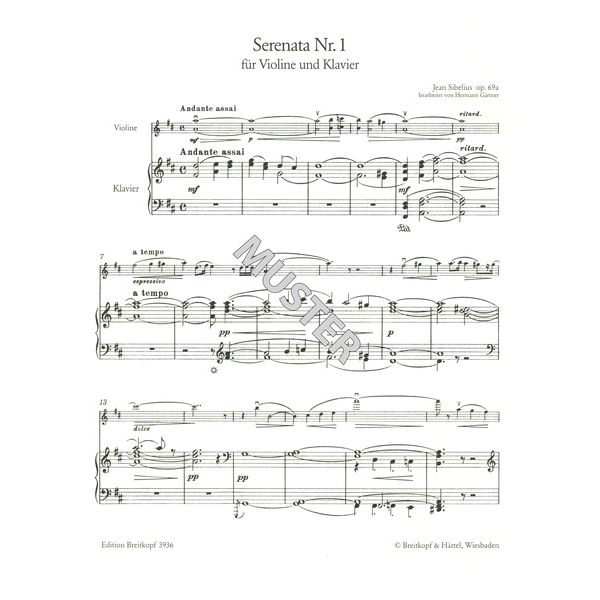 Breitkopf & Hrtel Sibelius Serenata D-Dur Violin