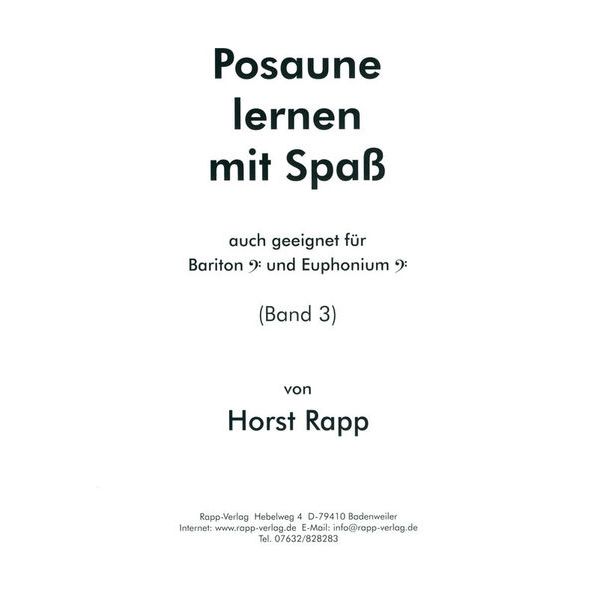 Horst Rapp Verlag Posaune lernen mit Spa 3