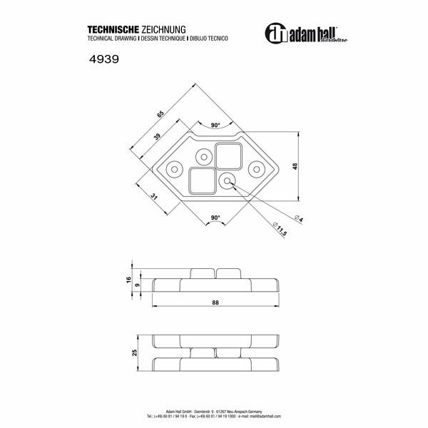 Adam Hall 4939 Plastic Stacking Foot