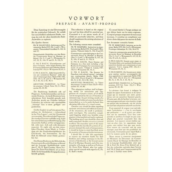 Edition Peters C.Ph.E.Bach Sonaten und Stücke