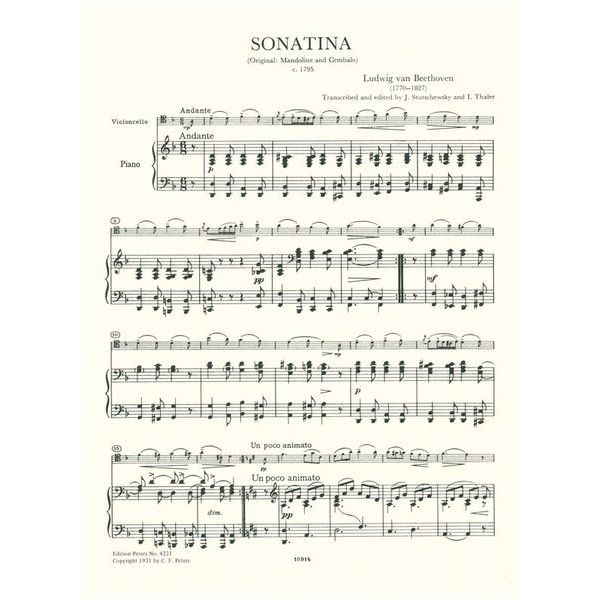 Edition Peters Beethoven Sonatine d-moll