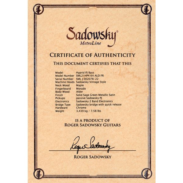 Sadowsky MetroLine 21-4 Hyb MO SGM