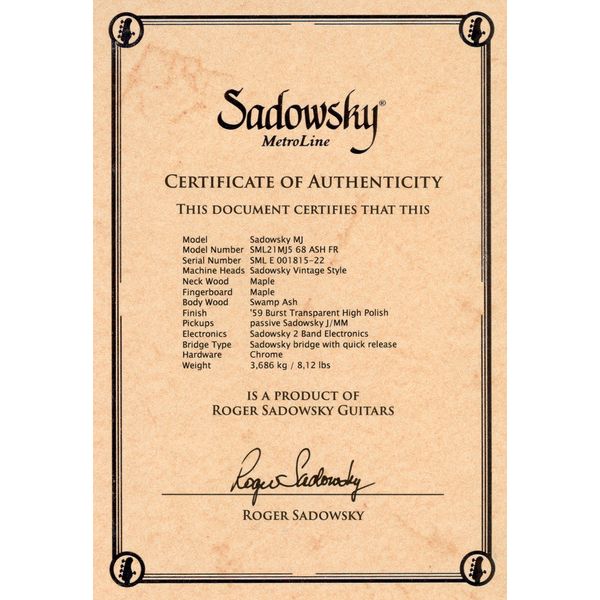 Sadowsky MetroLine 21-5 Vin MM 59Burst