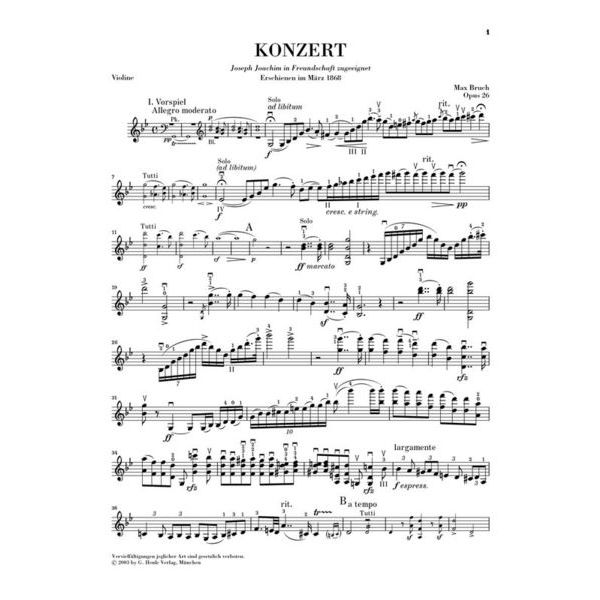 Henle Verlag Bruch Violinkonzert g-moll