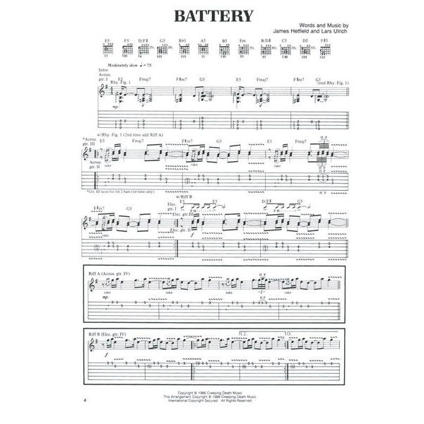 Cherry Lane Music Company Metallica Master Of Puppets